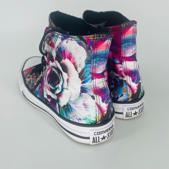 Converse All Star Chuck Taylor High Top Floral Rose Print Satin Sneakers Size 6 - Picture 2 of 12